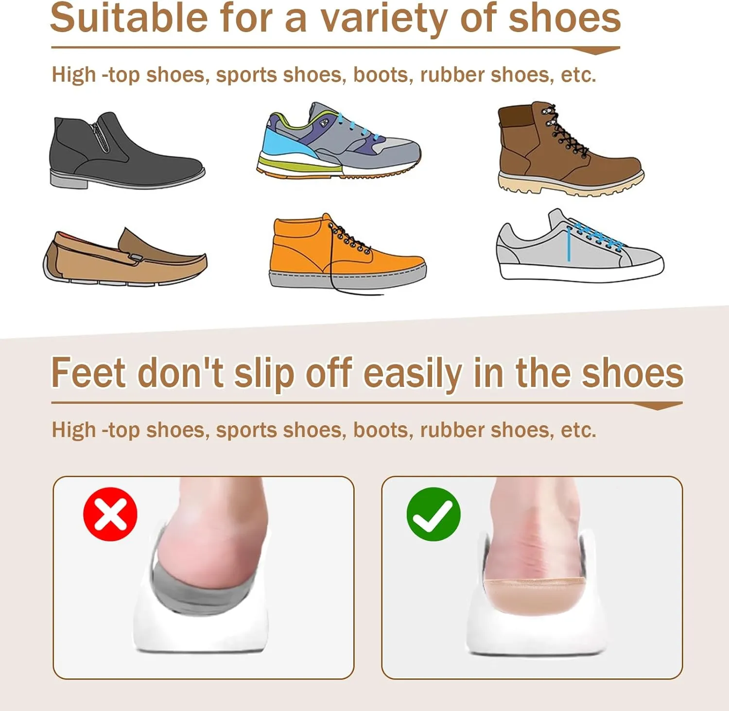 1/2 Inch Heel Lifts for Leg Length Discrepancy Gel Height Increasing Insoles Soft Shoe Lifts for Women Men Uneven Legs Comfort Half Foot Insoles for Heel Pain