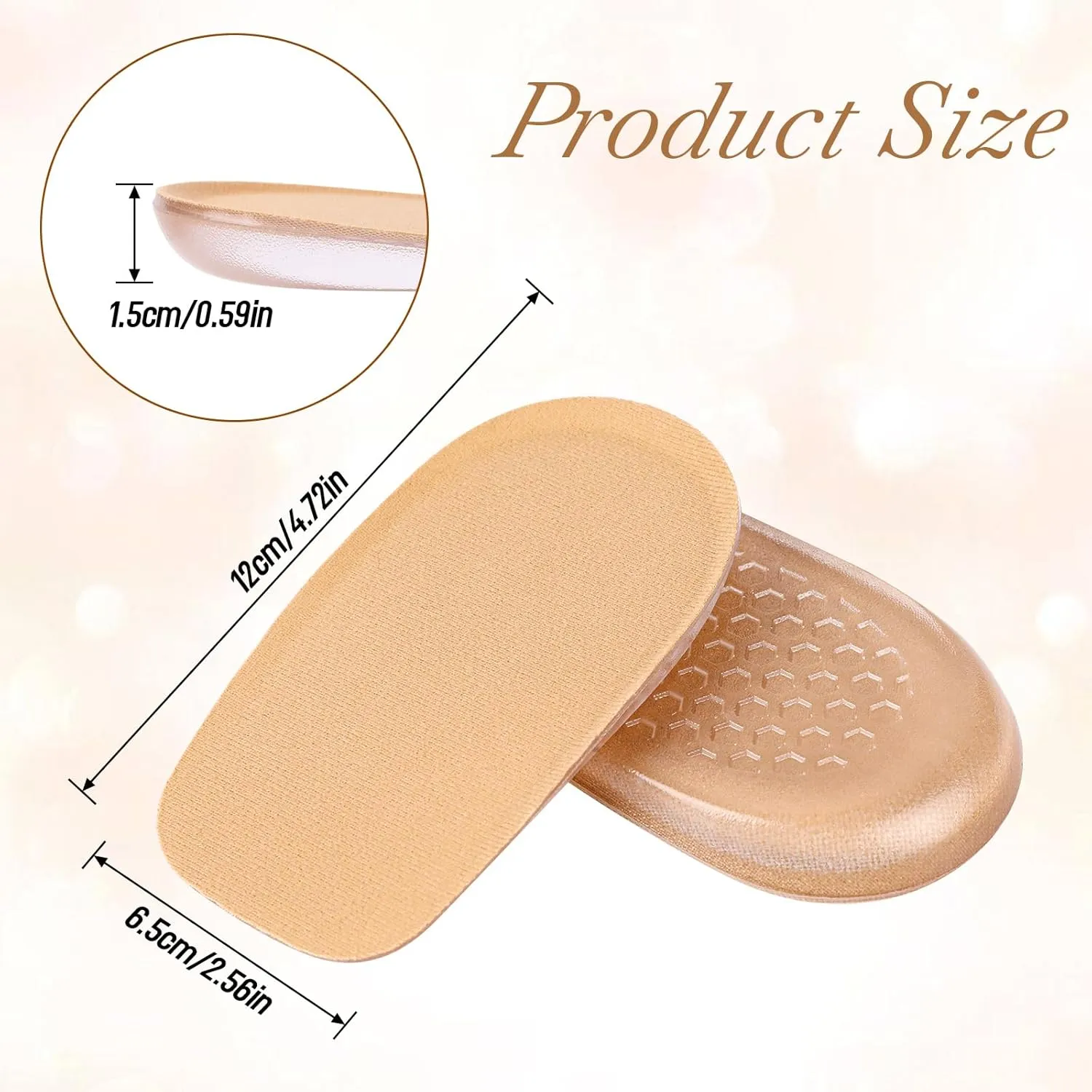 1/2 Inch Heel Lifts for Leg Length Discrepancy Gel Height Increasing Insoles Soft Shoe Lifts for Women Men Uneven Legs Comfort Half Foot Insoles for Heel Pain
