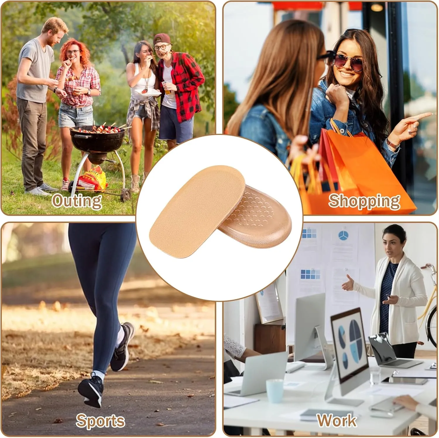 1/2 Inch Heel Lifts for Leg Length Discrepancy Gel Height Increasing Insoles Soft Shoe Lifts for Women Men Uneven Legs Comfort Half Foot Insoles for Heel Pain