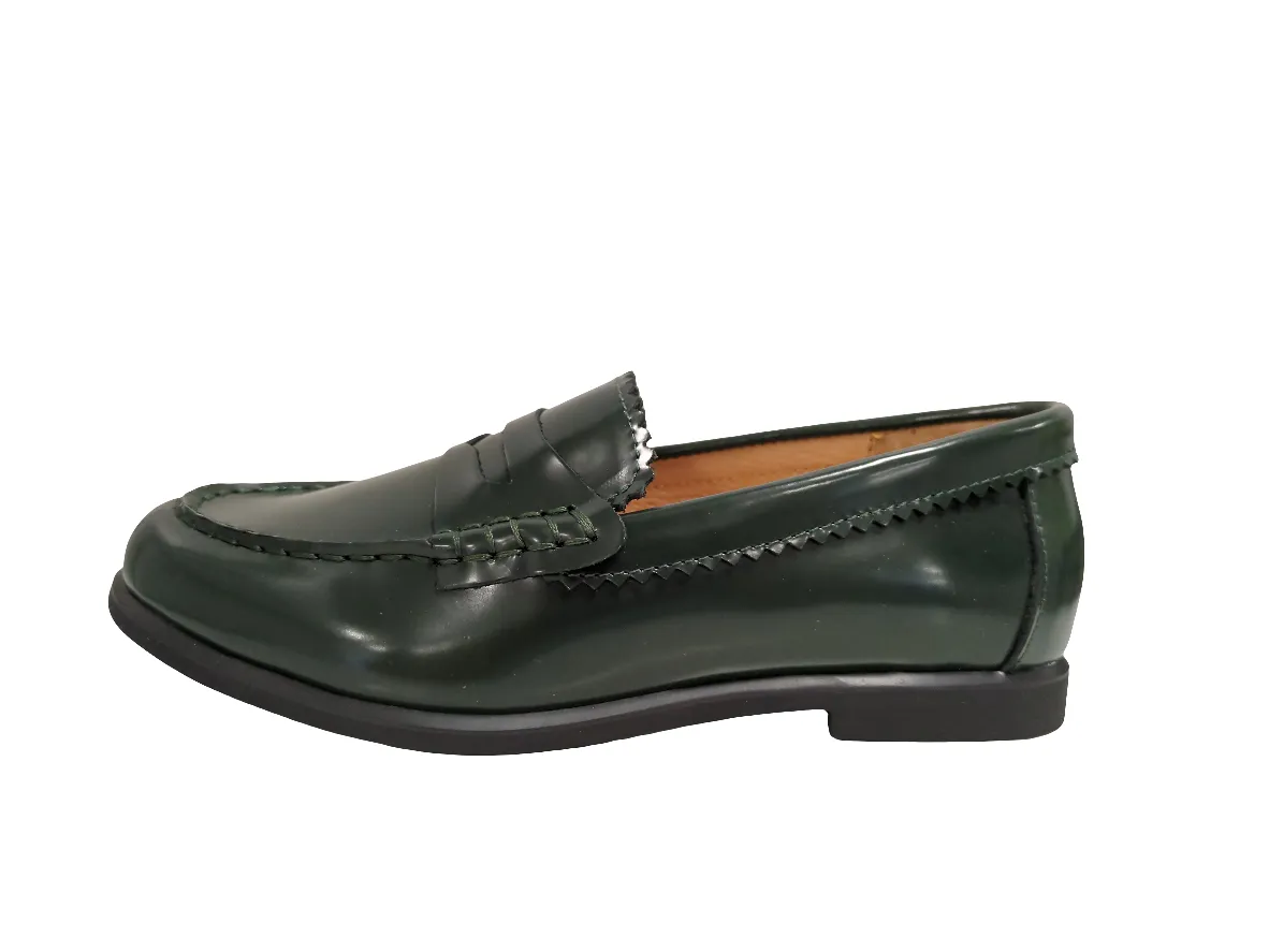 1936  Green High Shine Penny Slip On Verona