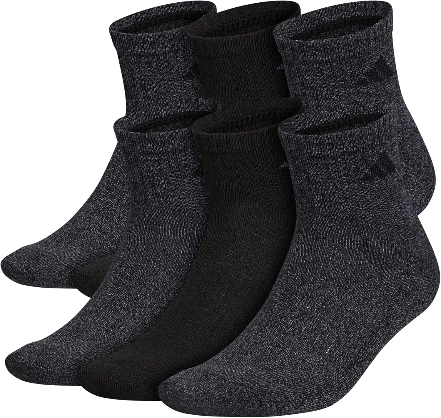 adidas Men's Socks, Athletic Cushioned Quarter 6-Pack, Ankle Fit with Arch Support