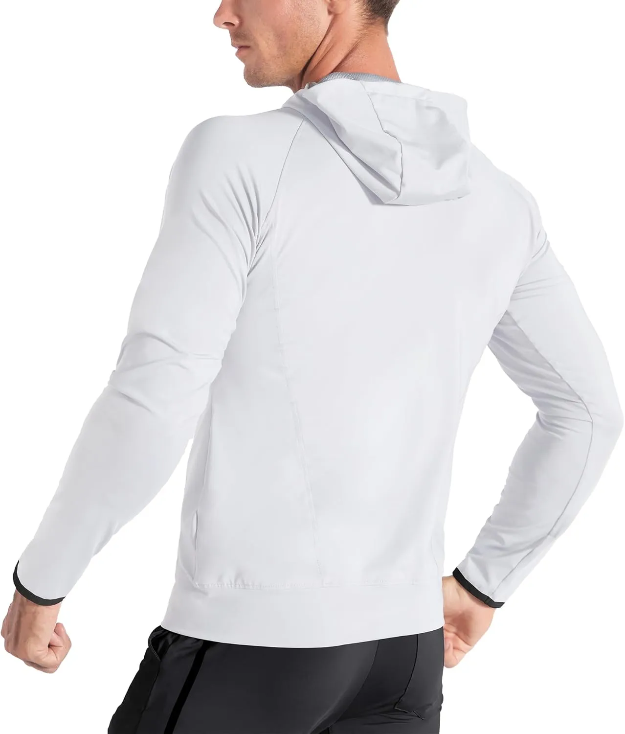 BROKIG Mens WindBreak Lightweight Running Jackets with Zip Pocket, Workout Track Hoodie Athletic Gym Sweatshirts Men