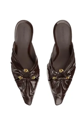 Brown Patent Leather Mules