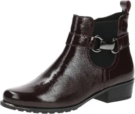 Caprice Black Patent Leather Buckle Trim Ankle Boot
