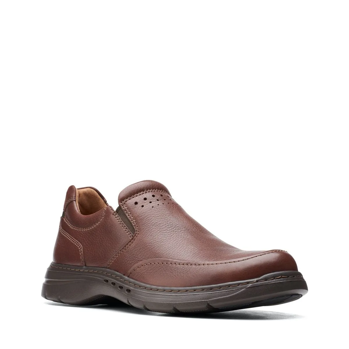 Clarks Men's Un Brawley Step Slip On Shoes- Mahogany Leather