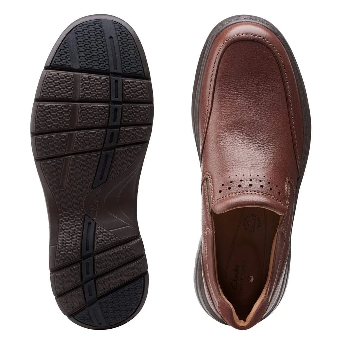 Clarks Men's Un Brawley Step Slip On Shoes- Mahogany Leather