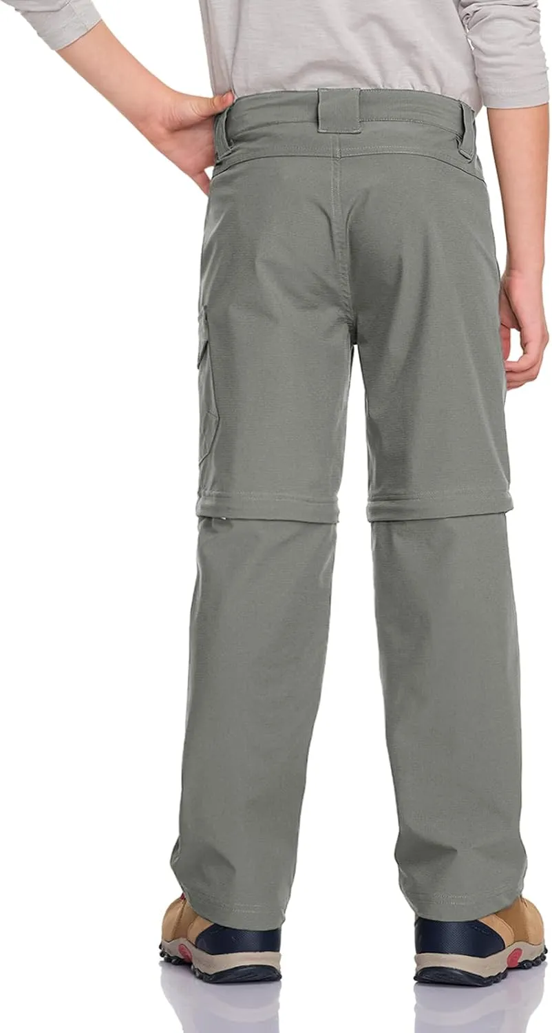 CQR Kids Youth Hiking Cargo Pants, UPF 50  Quick Dry Convertible Zip Off Pants, Outdoor Camping Pants