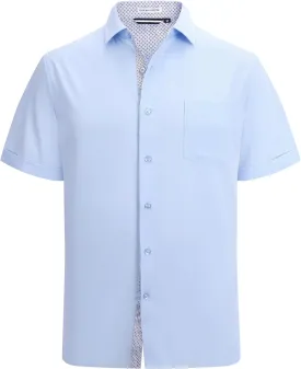 Esabel.C Mens Short Sleeve Dress Shirts 4-Way Stretch Regular Fit Stretch Wrinkle-Free Casual Button Down Shirts