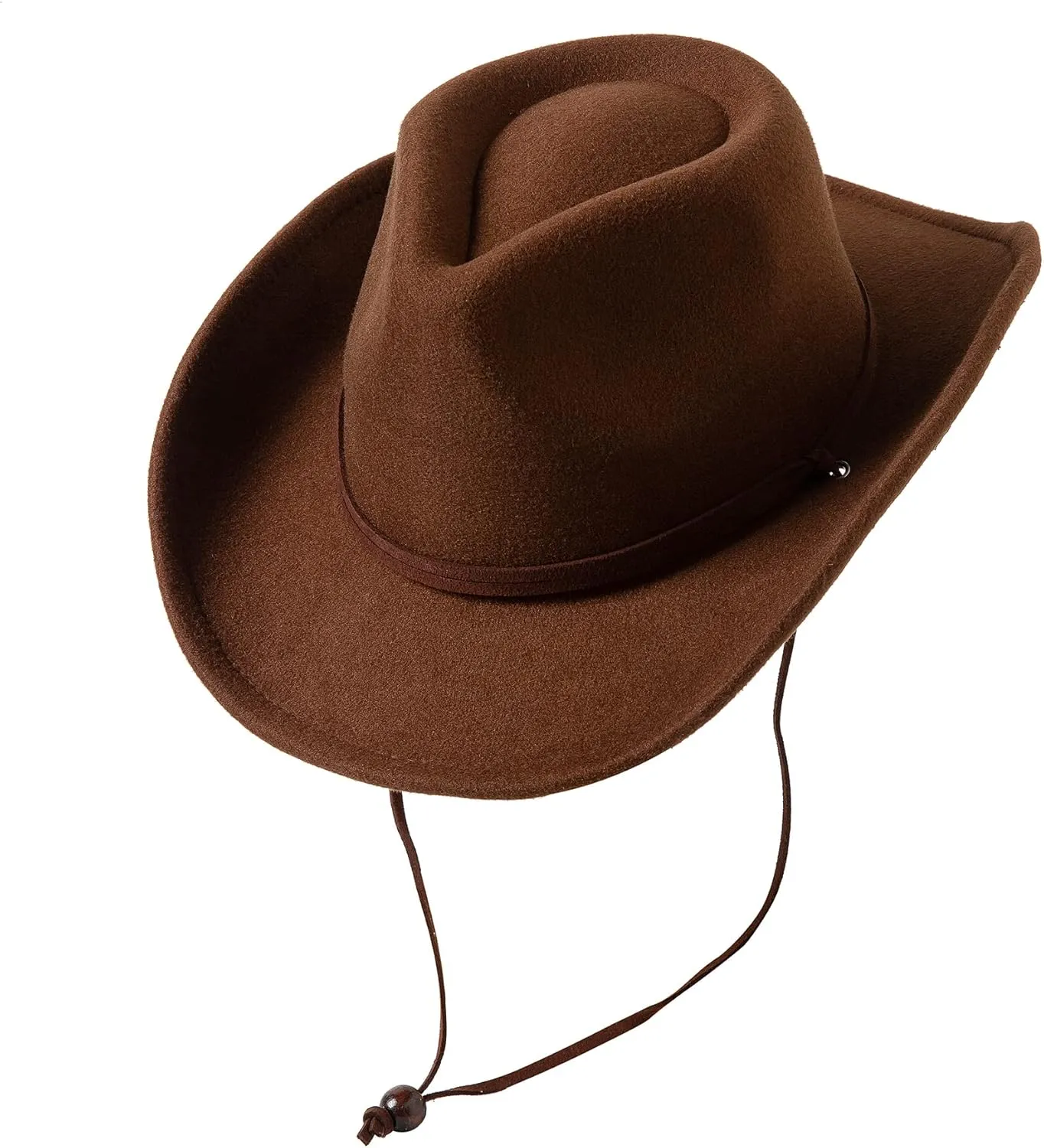Jastore Kids Girls Boys Wide Brim Western Cowboy Cowgirl Hat with Wind Lanyard Felt Fedora Hat