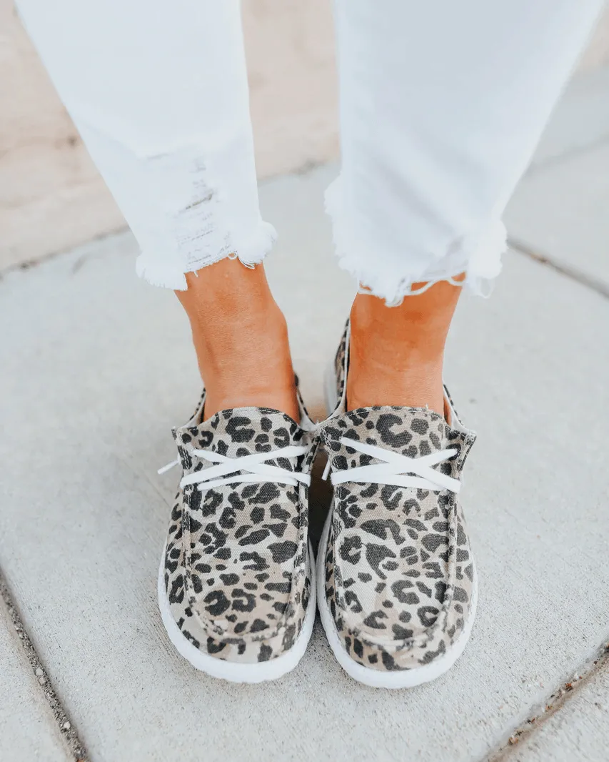 Jazz Canvas Leopard Boat Shoes
