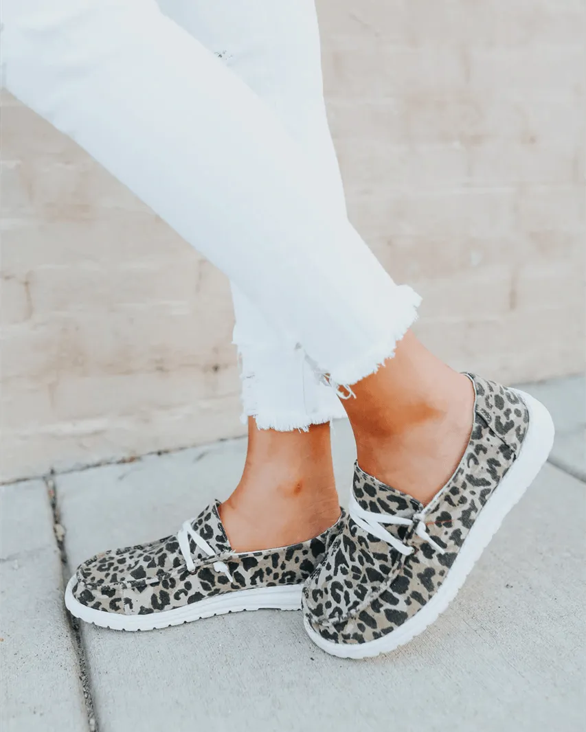Jazz Canvas Leopard Boat Shoes
