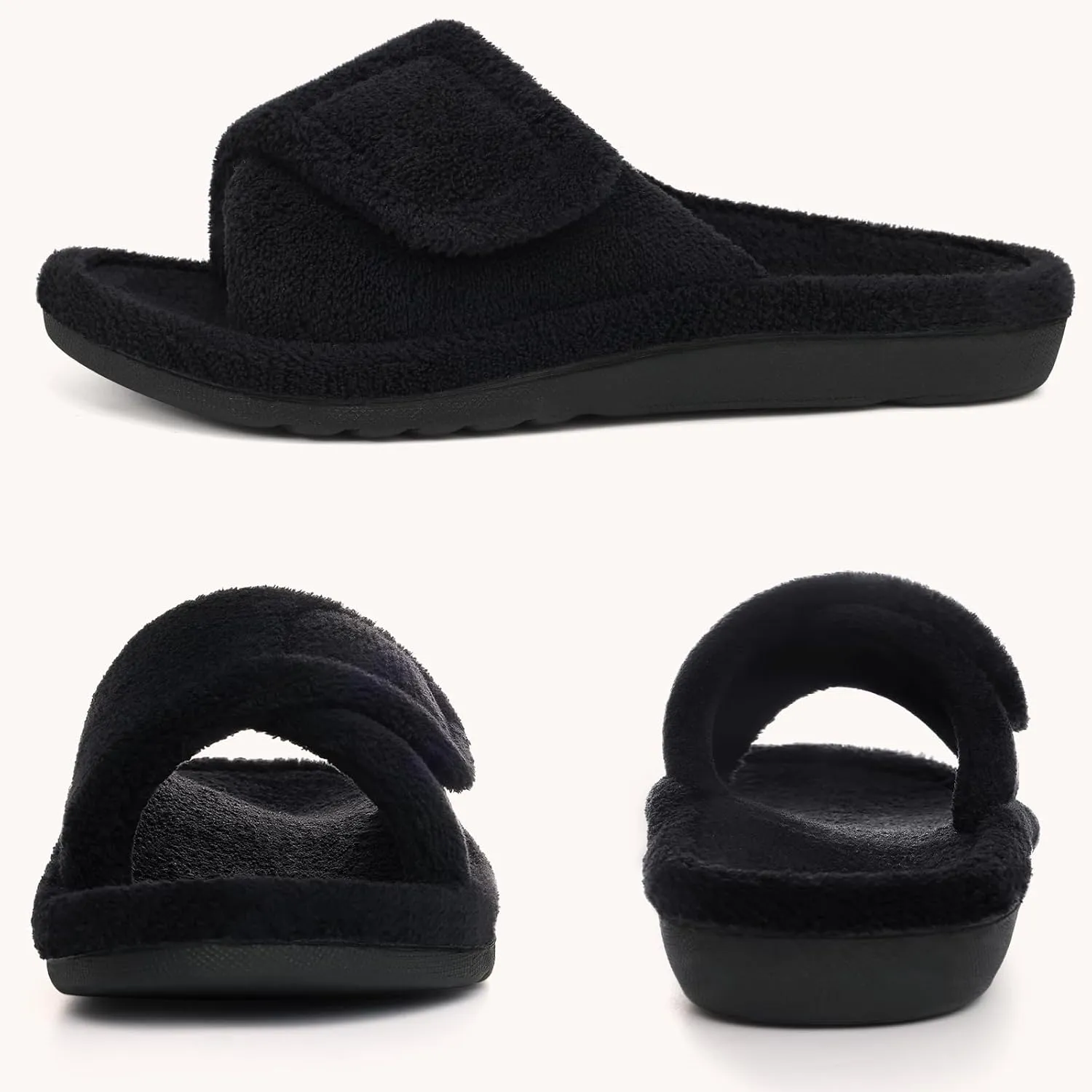 Litfun Orthopedic Slippers for Women with Arch Support Adjustable Open Toe House Shoes for Plantar Fasciitis