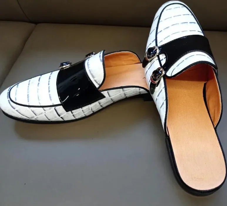 Luxury White Leather Men's Mules