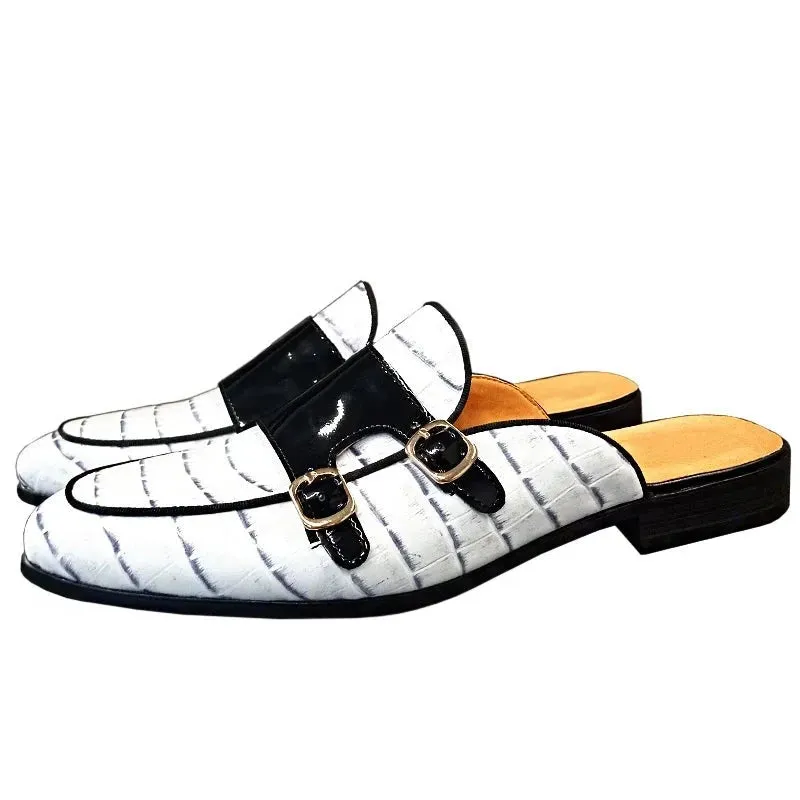 Luxury White Leather Men's Mules