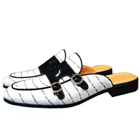 Luxury White Leather Men's Mules