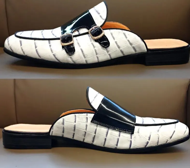Luxury White Leather Men's Mules