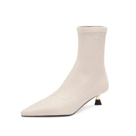 Mara Pointed Toe Beige Boots Womens