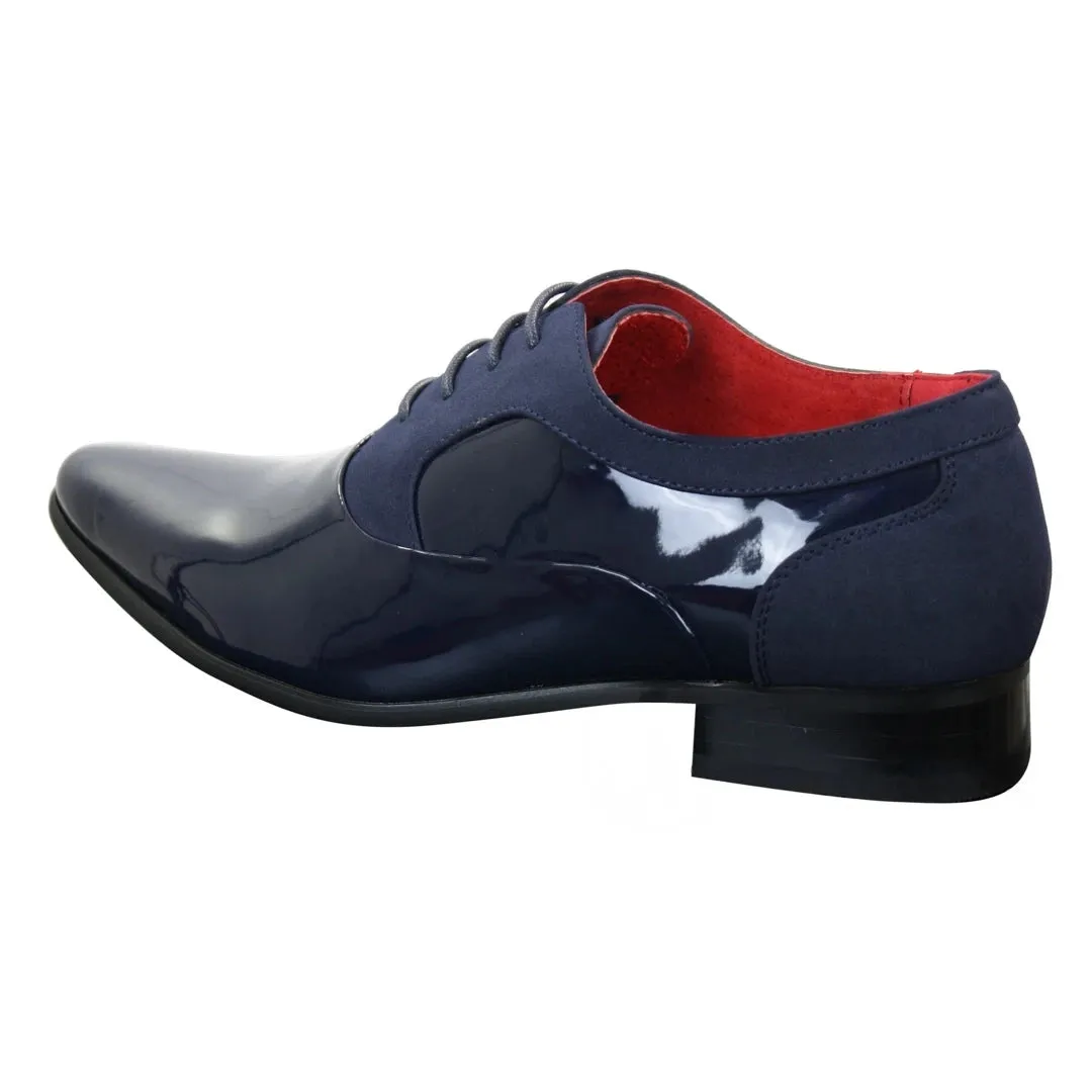 Mens Patent Shiny Suede Leather Shoes Smart Formal Laced Italian Designer