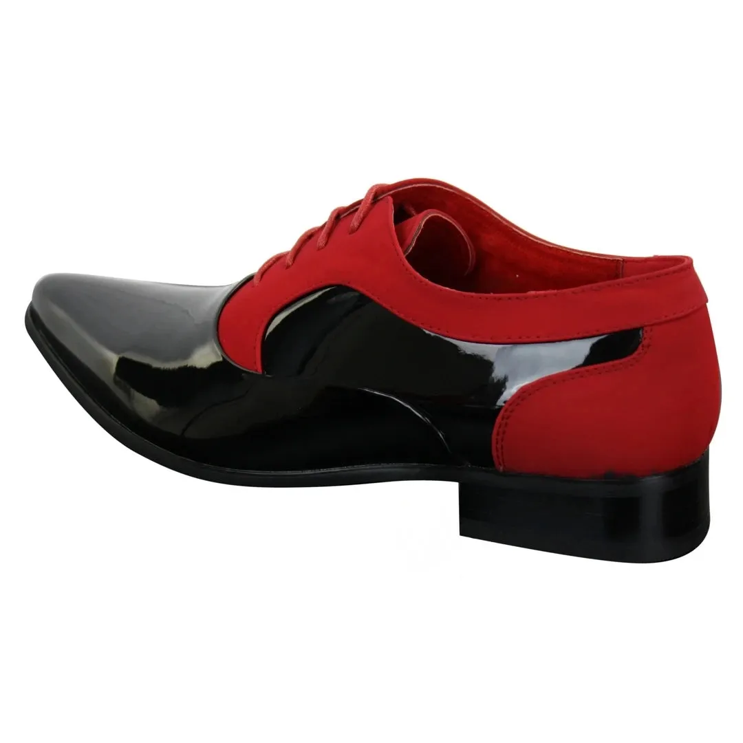 Mens Patent Shiny Suede Leather Shoes Smart Formal Laced Italian Designer