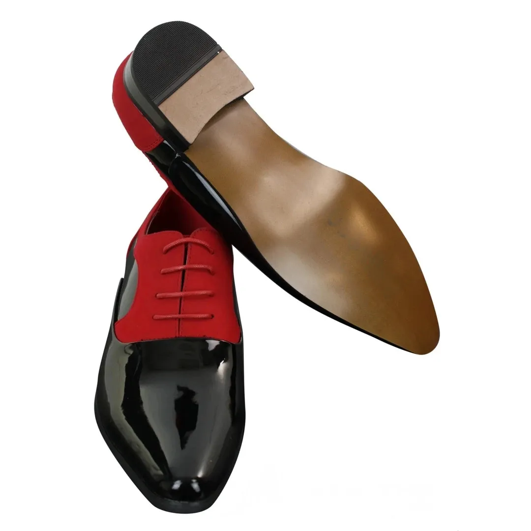 Mens Patent Shiny Suede Leather Shoes Smart Formal Laced Italian Designer
