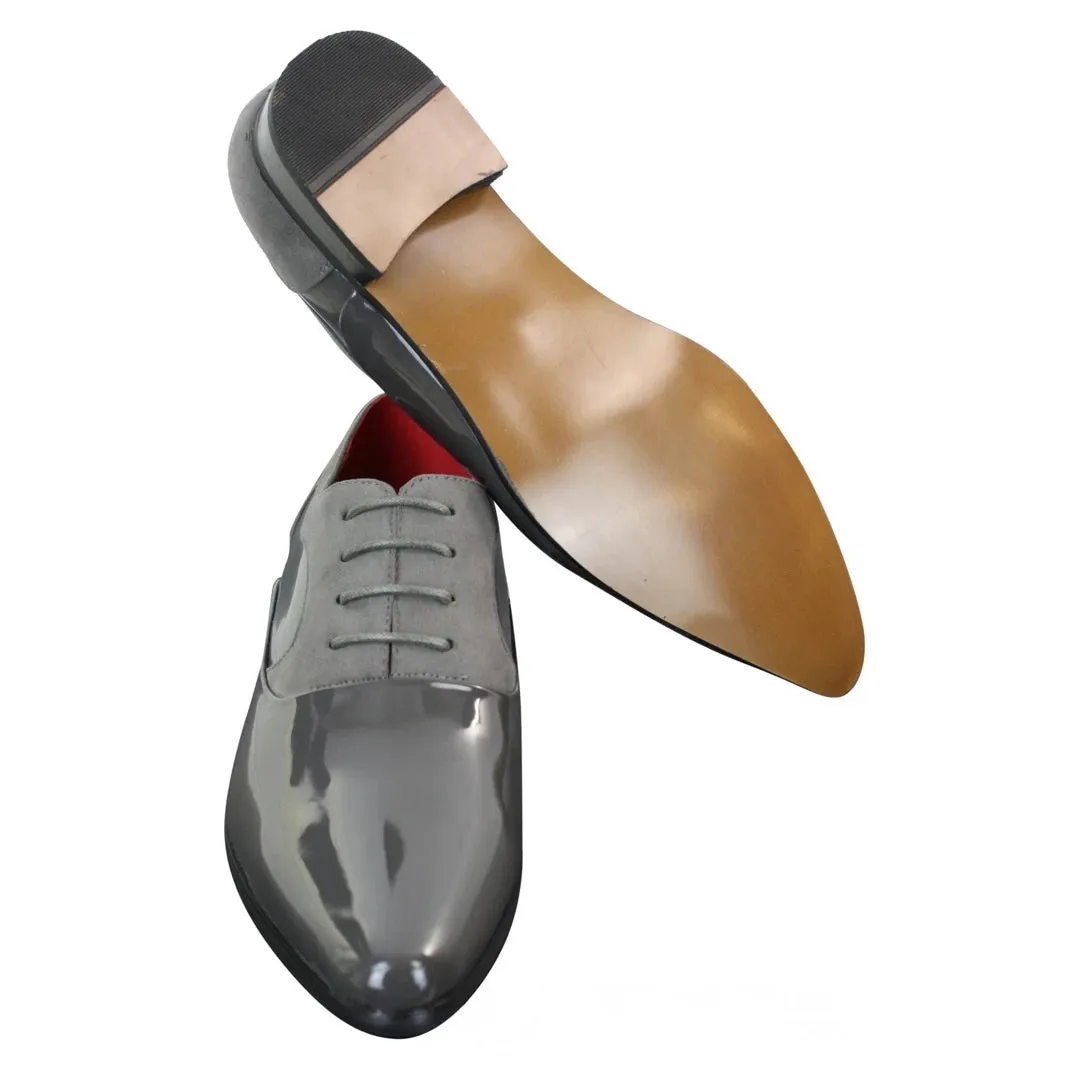 Mens Patent Shiny Suede Leather Shoes Smart Formal Laced Italian Designer