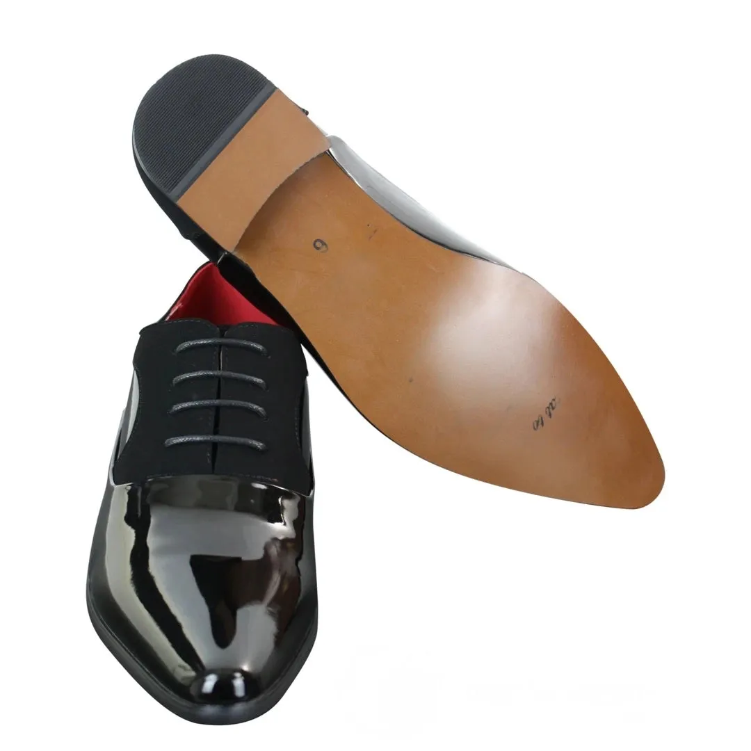 Mens Patent Shiny Suede Leather Shoes Smart Formal Laced Italian Designer