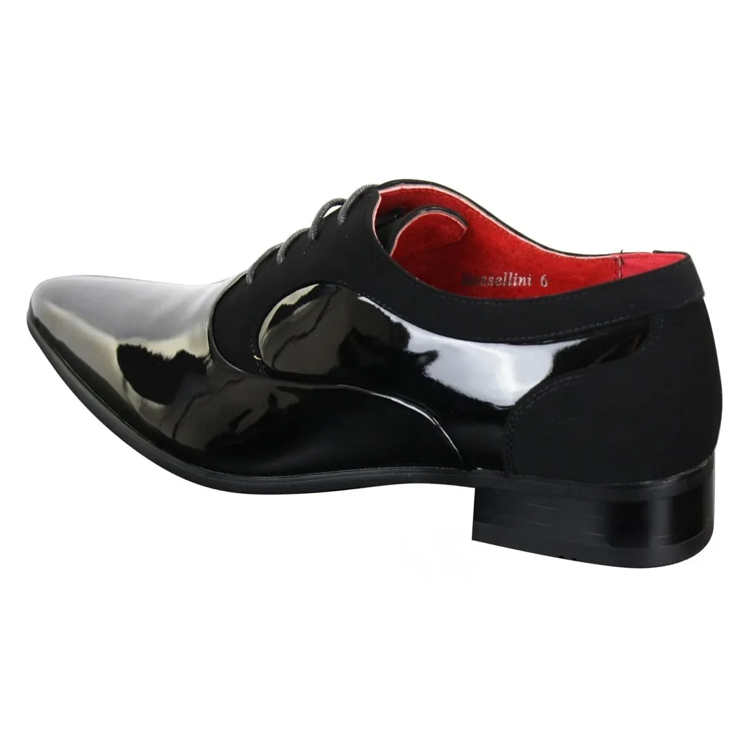 Mens Patent Shiny Suede Leather Shoes Smart Formal Laced Italian Designer