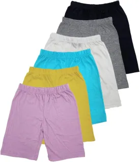 MISS POPULAR Girls 6-Pack Biker Shorts Soft Comfortable Cotton Spandex Elastic Waistband | Sizes 4-16