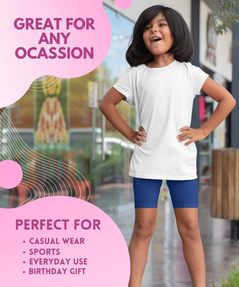MISS POPULAR Girls 6-Pack Biker Shorts Soft Comfortable Cotton Spandex Elastic Waistband | Sizes 4-16