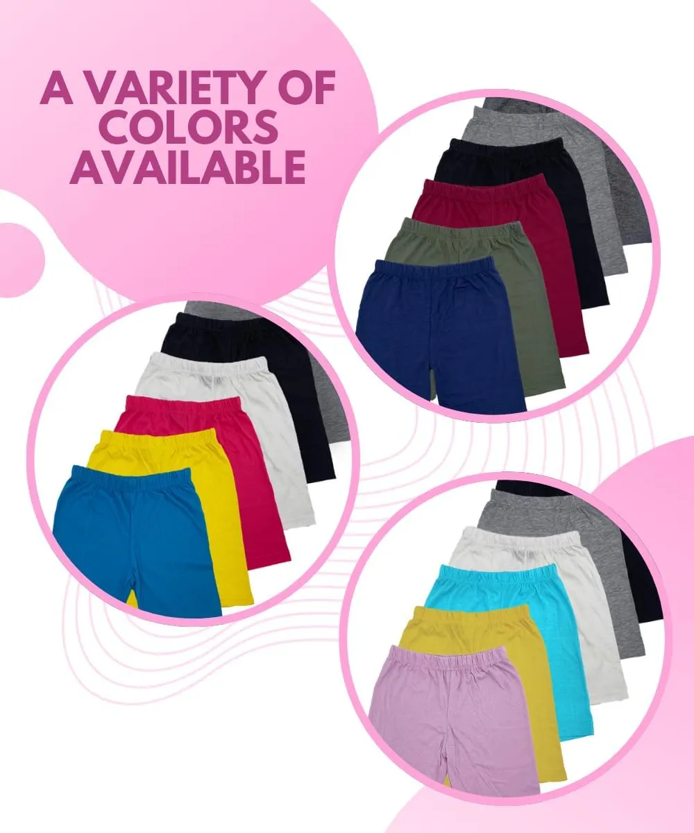 MISS POPULAR Girls 6-Pack Biker Shorts Soft Comfortable Cotton Spandex Elastic Waistband | Sizes 4-16