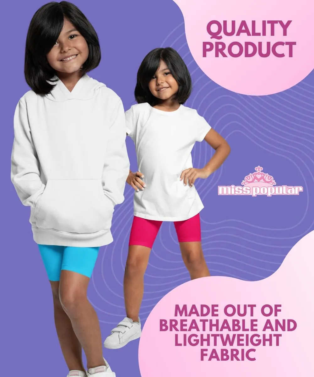 MISS POPULAR Girls 6-Pack Biker Shorts Soft Comfortable Cotton Spandex Elastic Waistband | Sizes 4-16