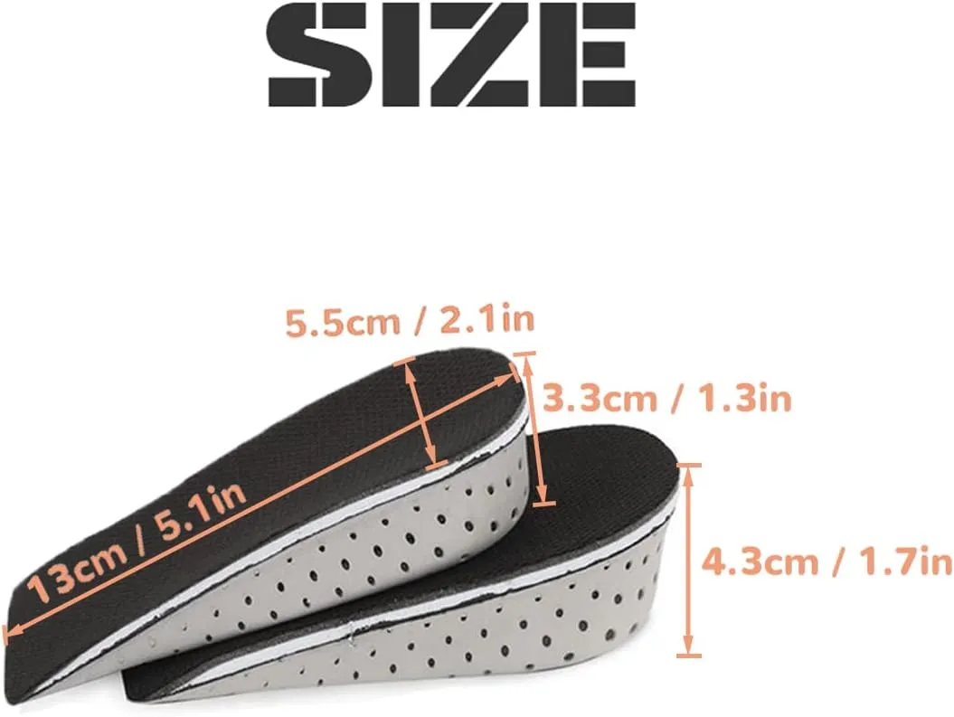 One Pair Breathable Memory Foam Height Increase Insole Invisible Increased Heel Lifting Inserts Shoe Lifts Shoe Pads Elevator Insoles for Men Women (2.3cm Height)
