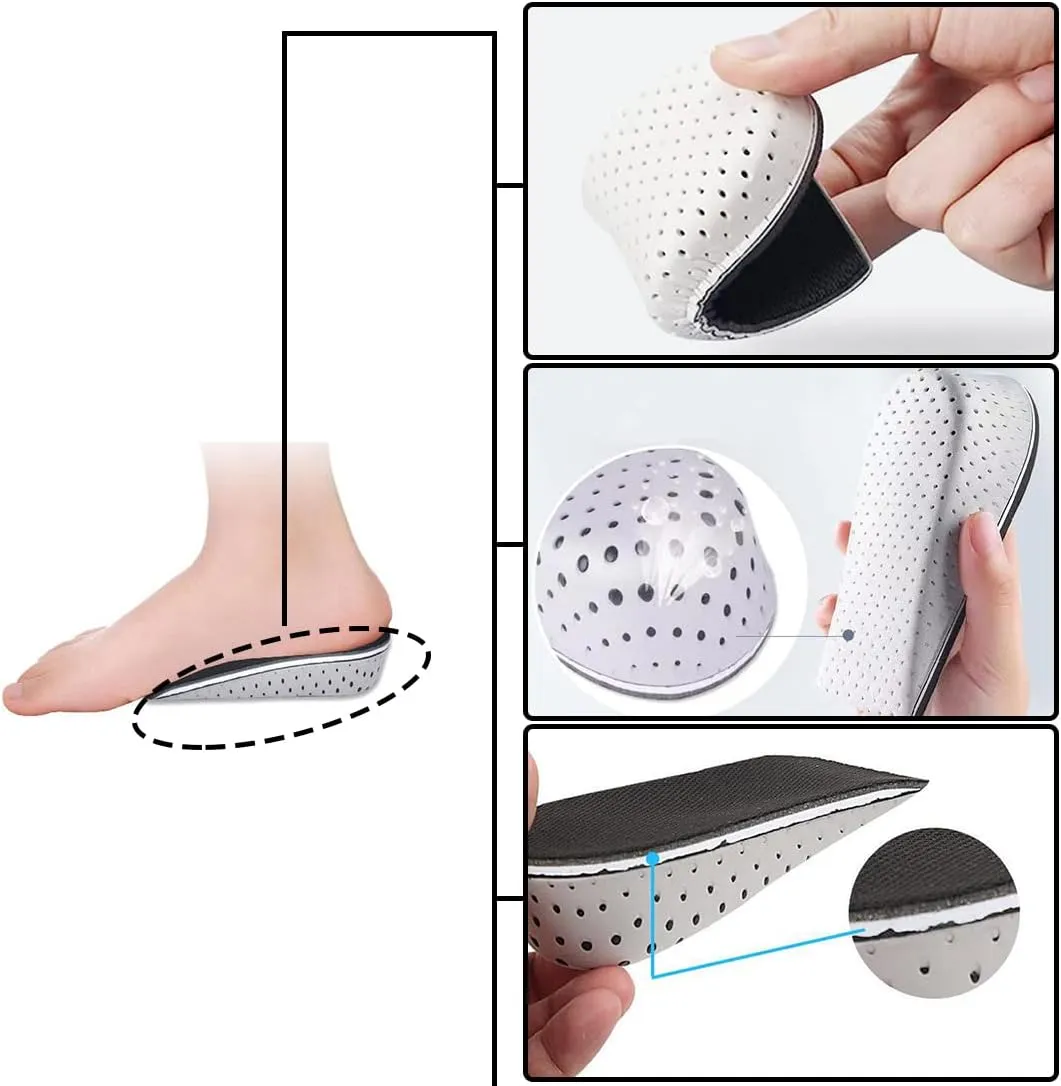 One Pair Breathable Memory Foam Height Increase Insole Invisible Increased Heel Lifting Inserts Shoe Lifts Shoe Pads Elevator Insoles for Men Women (2.3cm Height)