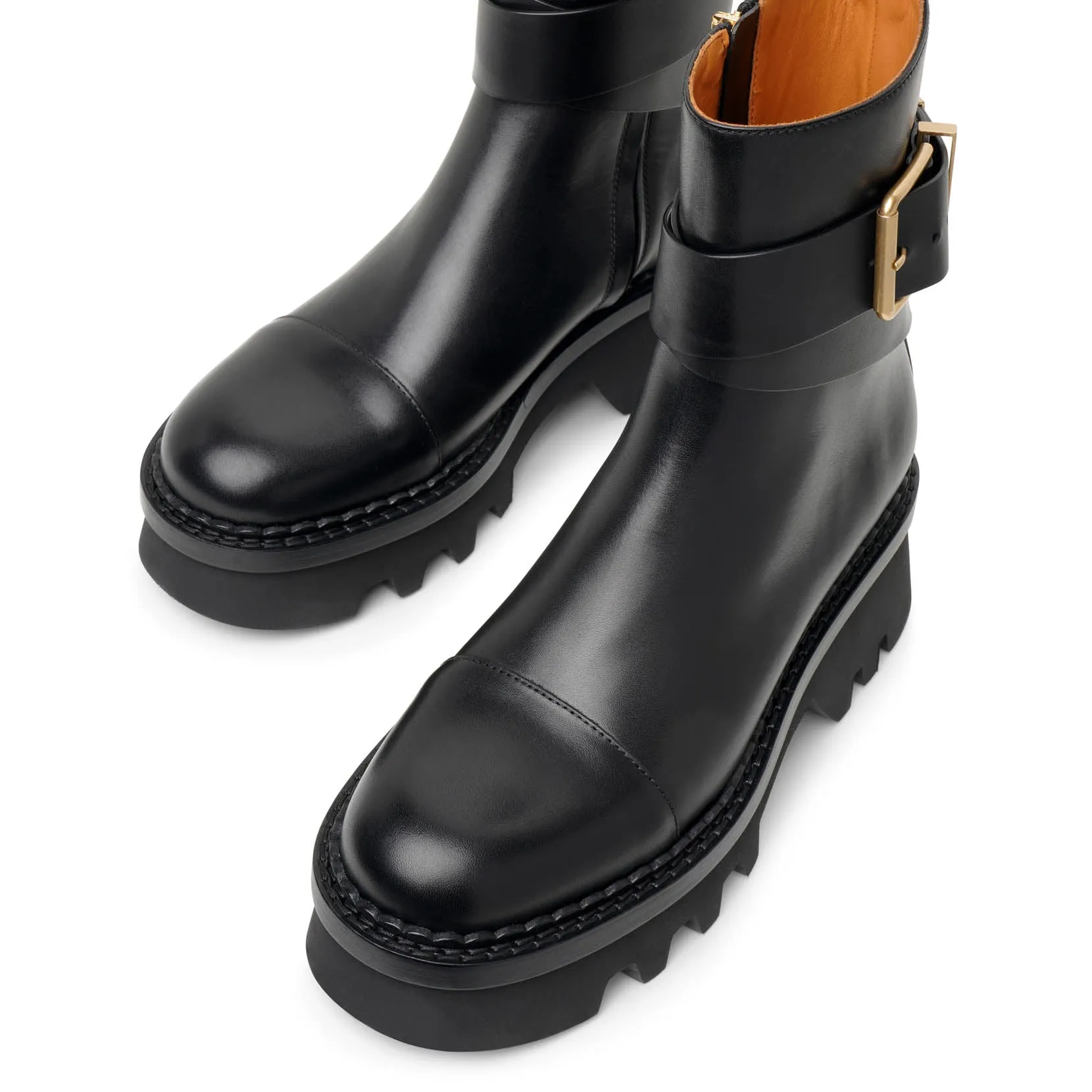 Owena black leather ankle boots