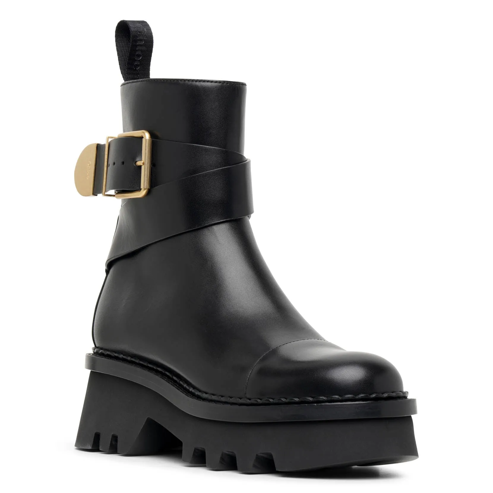 Owena black leather ankle boots