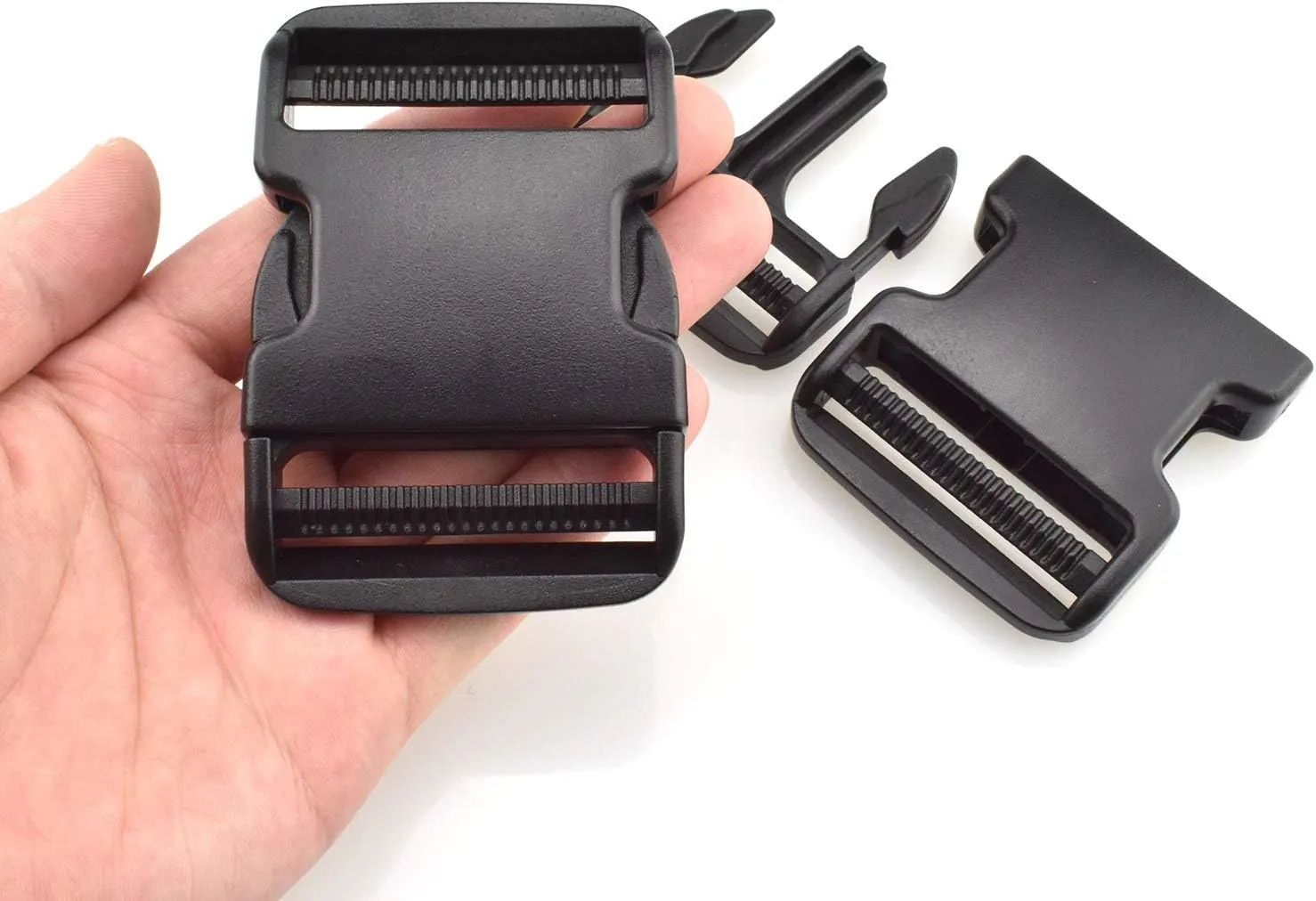 SGH Pro Extra Thick Military Grade Dual Adjustable Quick Side Release Buckles 2' Wide 4 Pack Clips Snaps No Sewing Heavy Duty Plastic Replacement for Nylon Strap Webbing Boat Cover Backpack Fanny Pack
