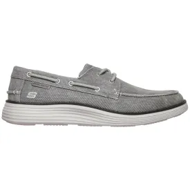SKECHERS CASUAL lace up SHOE STATUS 2.0 LORANO LIGHT GREY MEMORY FOAM BOAT 65908/LTGY