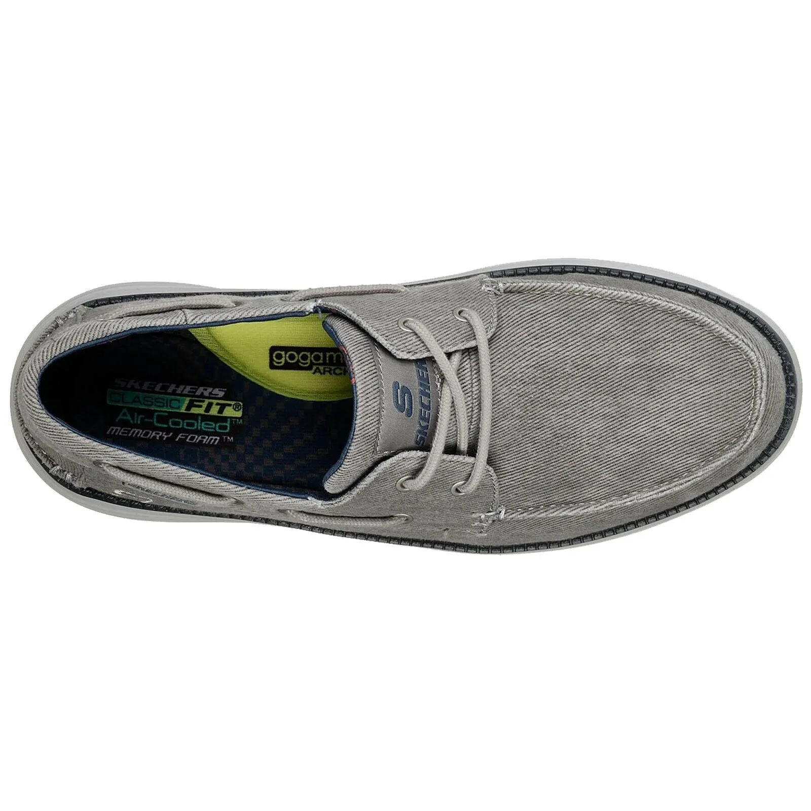 SKECHERS CASUAL lace up SHOE STATUS 2.0 LORANO LIGHT GREY MEMORY FOAM BOAT 65908/LTGY