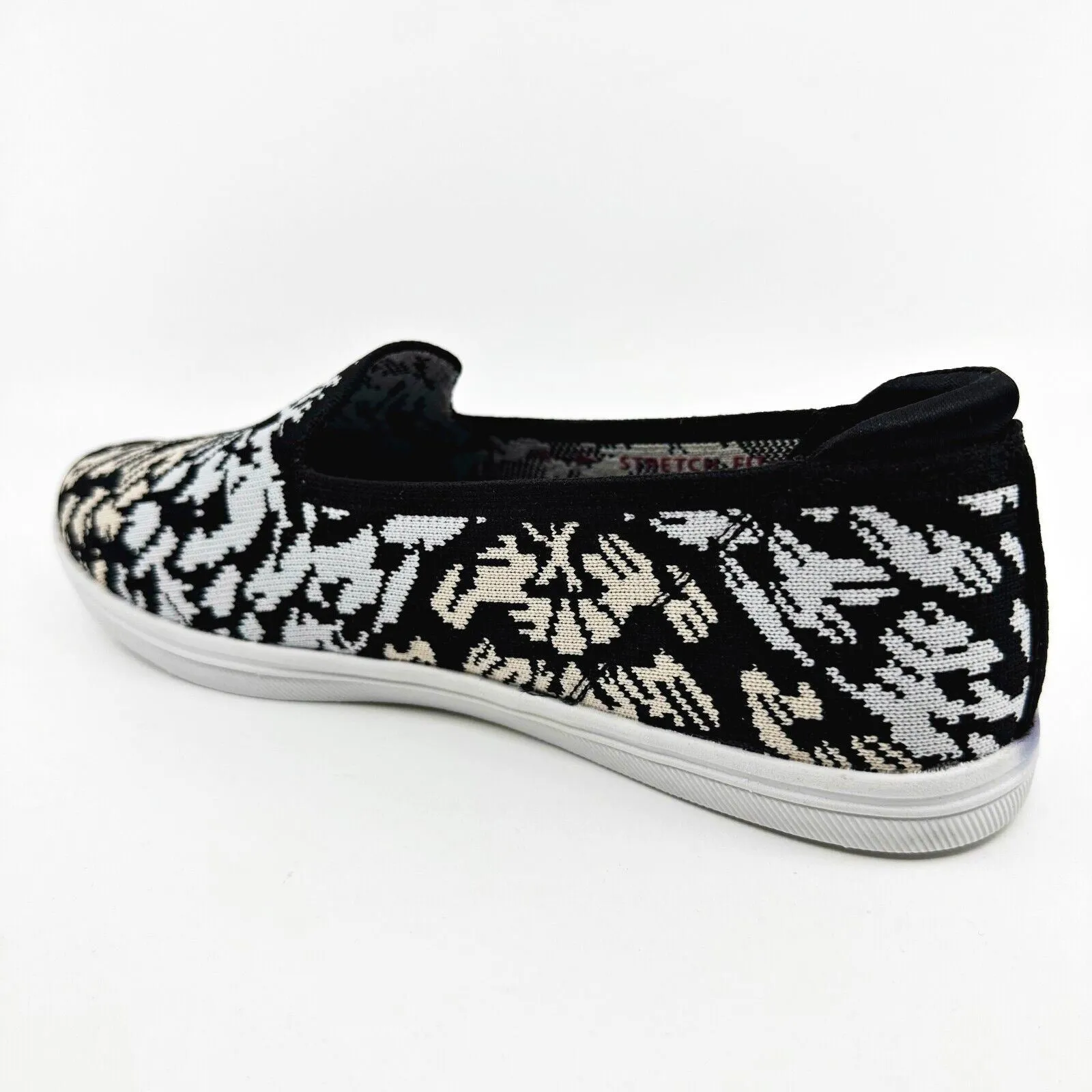 Skechers Cleo Cup Wild Bloom Black White Womens Size 8.5 Casual Loafers
