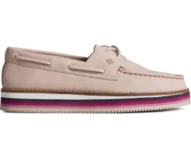 Sperry Women's 2-Eye Stacked Platform Boat Shoes- Rose/ Stripe Sole