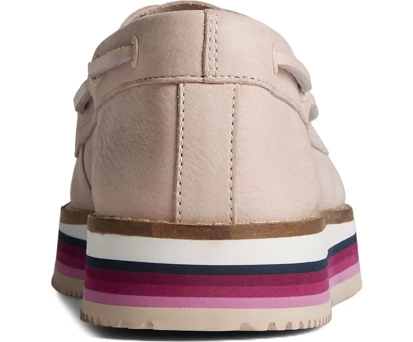 Sperry Women's 2-Eye Stacked Platform Boat Shoes- Rose/ Stripe Sole