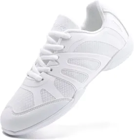 Youth Cheer Shoes Girls White Cheerleading Shoes Dance Athletic Training Breathable Fabric Dancing Lightweight Competition Comfortable Sport Kids Girls Cheer Sneakers